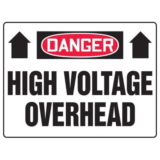 Accuform MELC089VA 24"" x 36"" Really BIGSigns OSHA Danger Safety Sign: High Voltage Overhead (Up Arrows), Aluminum