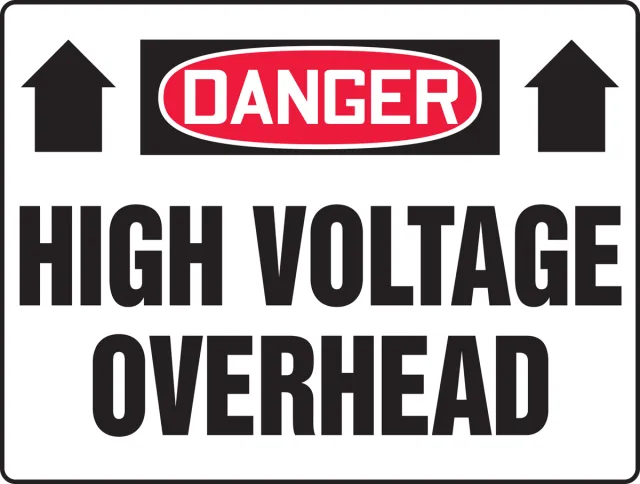 Accuform MELC103XP OSHA Danger Safety Sign: High Voltage Overhead