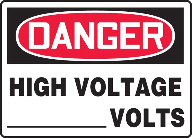 Accuform MELC120XT Custom OSHA Danger Safety Label: High Voltage Custom Volts