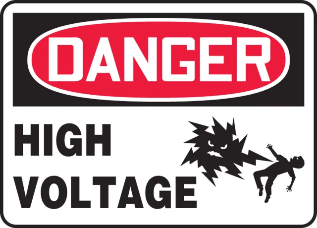 Accuform MELC132XT OSHA Danger Safety Sign: High Voltage with Graphic