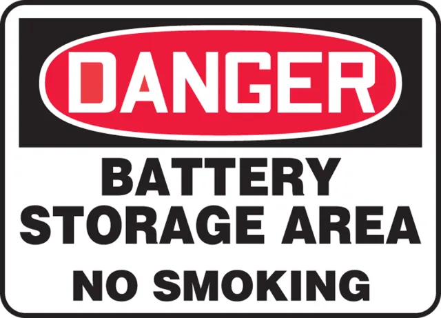Accuform MELC149XT OSHA Danger Safety Sign: Battery Storage Area No Smoking