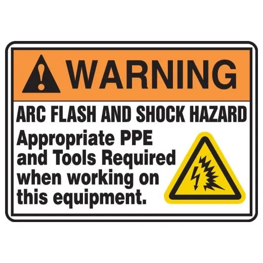 Accuform MELC362VS 14"" x 20"" ANSI Warning Safety Sign: Arc Flash And Shock Hazard, Adhesive Vinyl