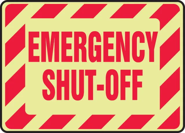 Accuform MELC516GT Glow-In-Dark Safety Sign: Emergency Shut-Off