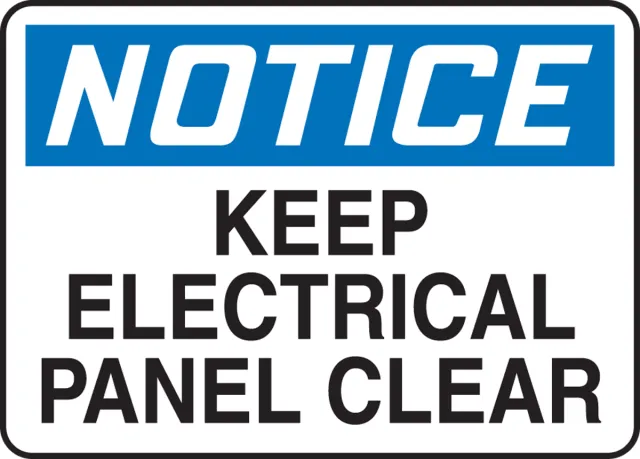 Accuform MELC631VP OSHA Notice Safety Sign: Keep Electrical Panel Clear