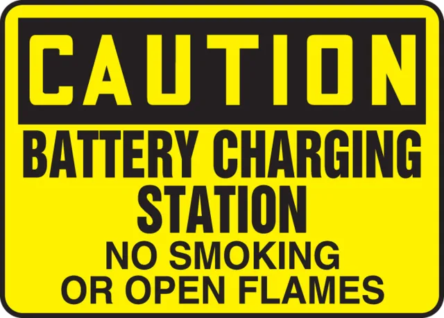 Accuform MELC641XP OSHA Caution Safety Sign: Battery Charging Station No Smoking or Open Flames