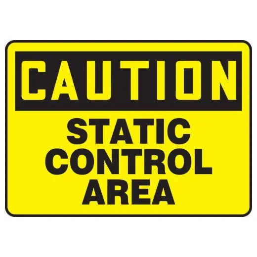 Accuform MELC660XL 7"" x 10"" OSHA Caution Safety Sign: Static Control Area, Aluma-Lite