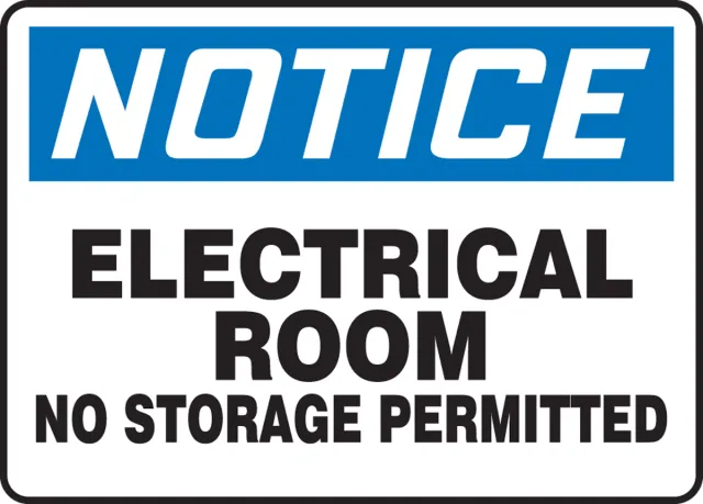 Accuform MELC808VS OSHA Notice Electrical Safety Sign: Electrical Room - No Storage Permitted