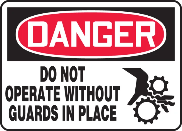 Accuform MEQM014XT OSHA Danger Safety Sign: Do Not Operate Without Guards