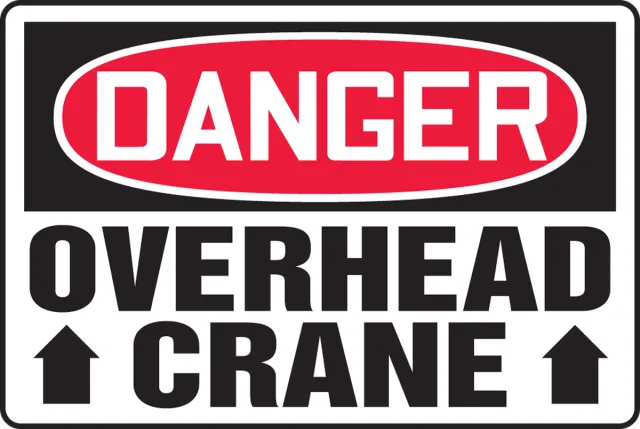 Accuform MEQM123VS OSHA Danger Safety Sign: Overhead Crane