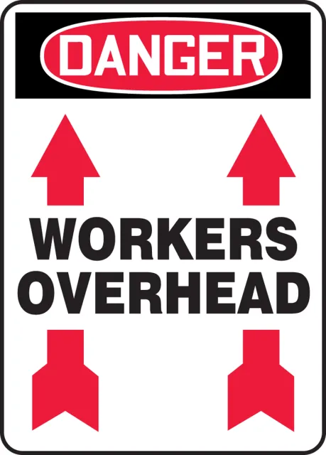 Accuform MEQM204XP OSHA Danger Safety Sign: Workers Overhead