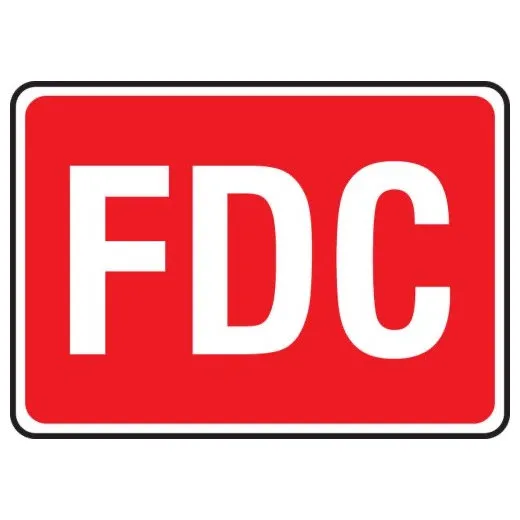 Accuform MEXG537VP 7"" x 10"" FDC Reflective Sign: FDC (White On Red), Plastic