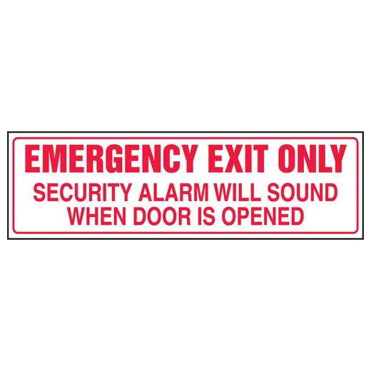Accuform MEXT445VS Safety Label: Emergency Exit Only - Security Alarm Will Sound When Door Is Opened