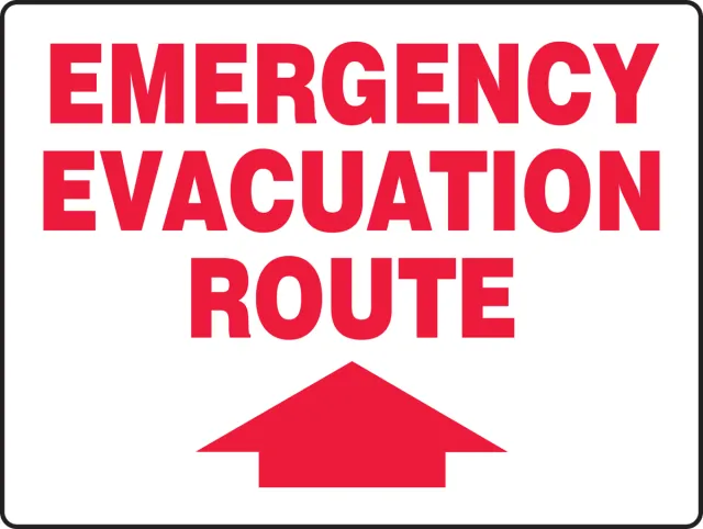 Accuform MEXT528XP Safety Sign: Emergency Evacuation Route (Up Arrow)