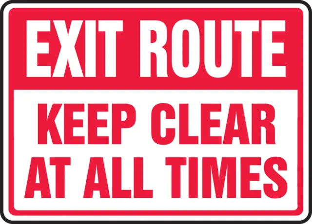 Accuform MEXT561VS Exit Route Safety Sign: Keep Clear At All Times
