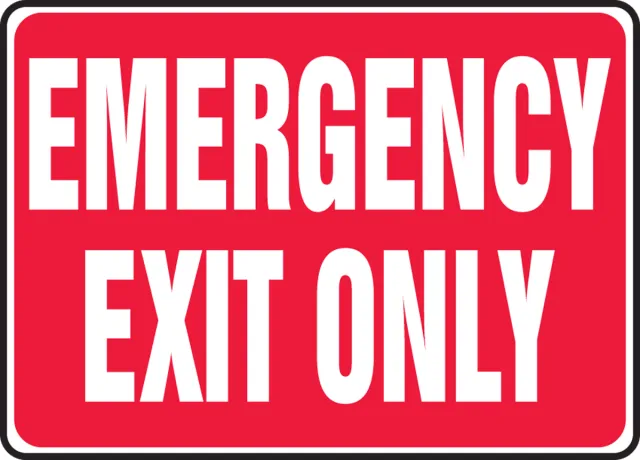 Accuform MEXT586XT Safety Sign: Emergency Exit Only (White Text On Red)