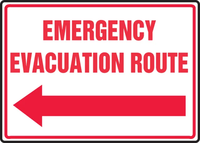 Accuform MFEX550XT Safety Sign: Emergency Evacuation Route (Left Arrow)