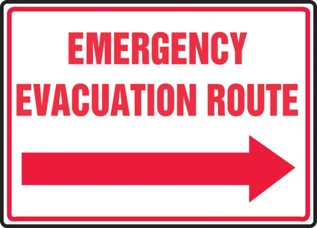 Accuform MFEX551XP Safety Sign: Emergency Evacuation Route (Right Arrow)