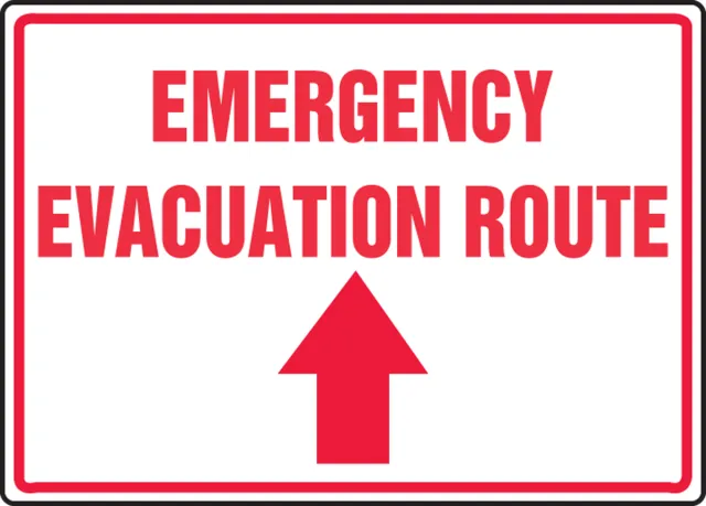 Accuform MFEX554VS Safety Sign: Emergency Evacuation Route (Up Arrow)