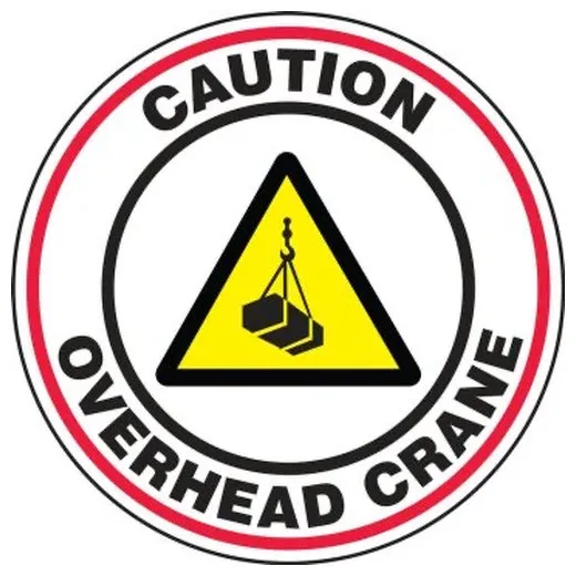 Accuform MFS848 8"" Slip-Gard Floor Sign: Caution - Overhead Crane, Slip-Gard