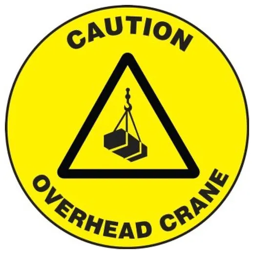 Accuform MFS849 8"" Slip-Gard Floor Sign: Caution - Overhead Crane, Slip-Gard
