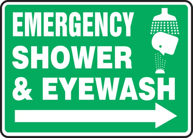 Accuform MFSD552XP Safety Sign: Emergency Shower & Eyewash (Right Arrow)