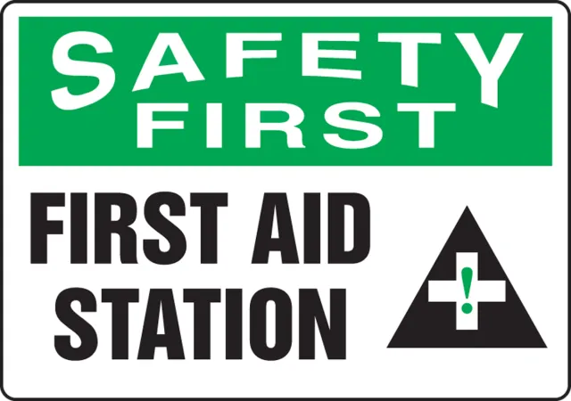 Accuform MFSD911XP OSHA Safety First Safety Sign: First Aid Station