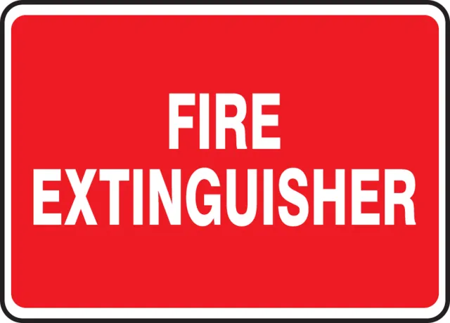 Fire Extinguisher Sign, 7X10", WHT/R, Header: No Header