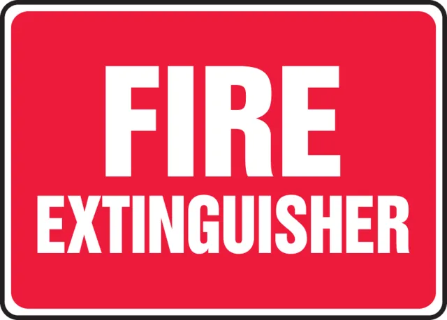 Accuform MFXG477XT Safety Sign: Fire Extinguisher (Red Background)