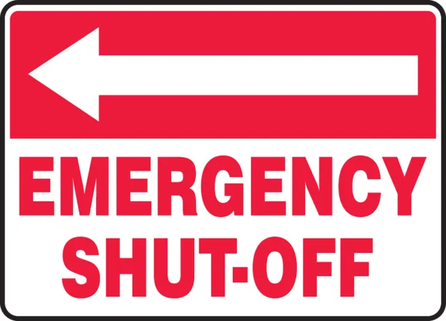 Accuform MFXG540XT Safety Sign: (Left Arrow) Emergency Shut-Off