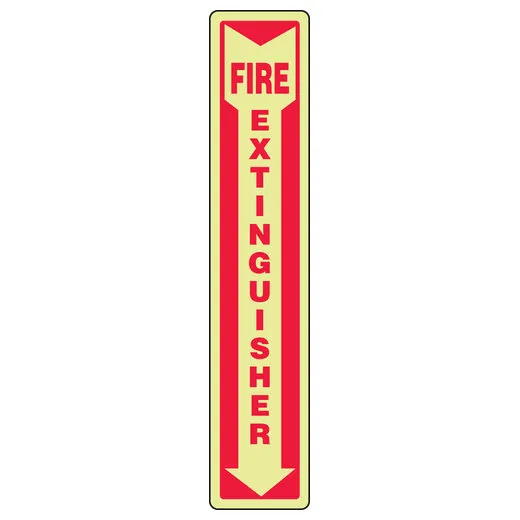 Accuform MFXG557GP Glow-In-The-Dark Safety Sign: Fire Extinguisher (Down Arrow)