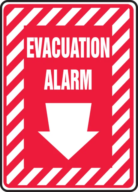 Accuform MFXG585VS Safety Sign: Evacuation Alarm (Down Arrow)