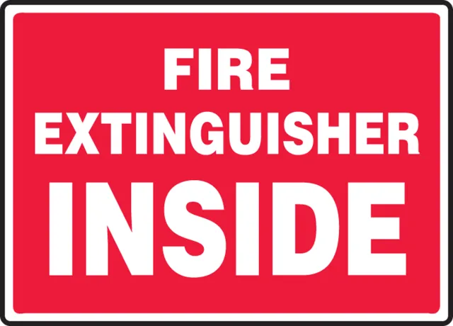 Accuform MFXG909XT Safety Sign: Fire Extinguisher Inside (Red Background)
