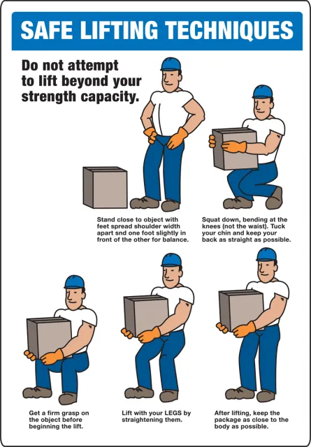 Accuform MGNF512XT Safety Sign: Safe Lifting Techniques