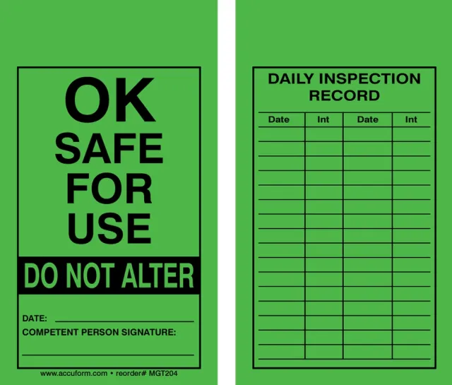 Accuform MGT204PTM Scaffold Status Tag: OK Safe For Use - Do Not Alter