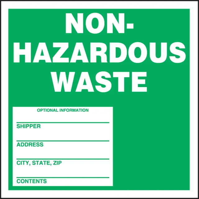 Accuform MHZW11PSL Safety Label: Non-Hazardous Waste
