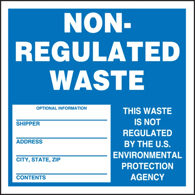 Accuform MHZW14EVL Hazardous Waste Label: Non-Regulated Waste