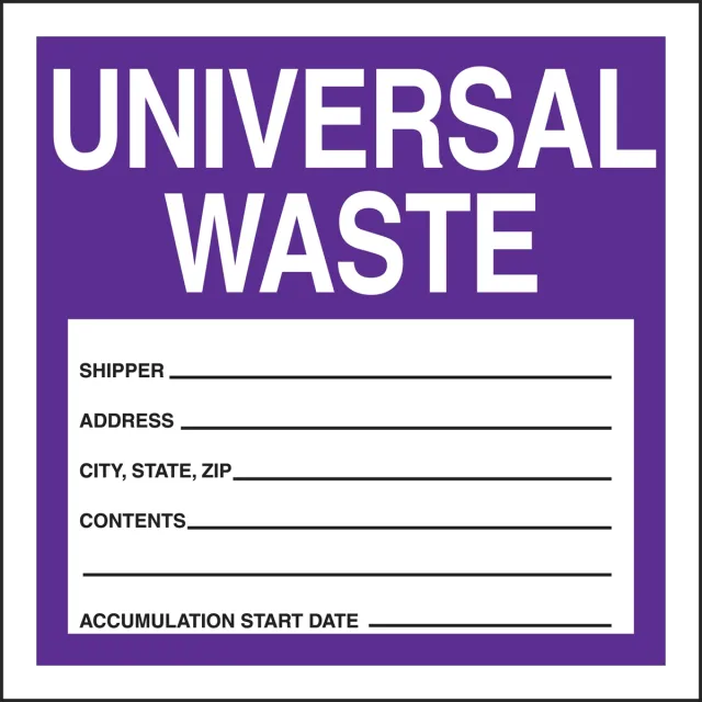 Haz Waste Label,Universal Waste,6x6 in,Poly,250/RL, PK250