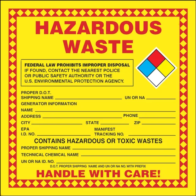 Accuform MHZW19EVC Safety Labels: Hazardous Waste - NFPA Diamond