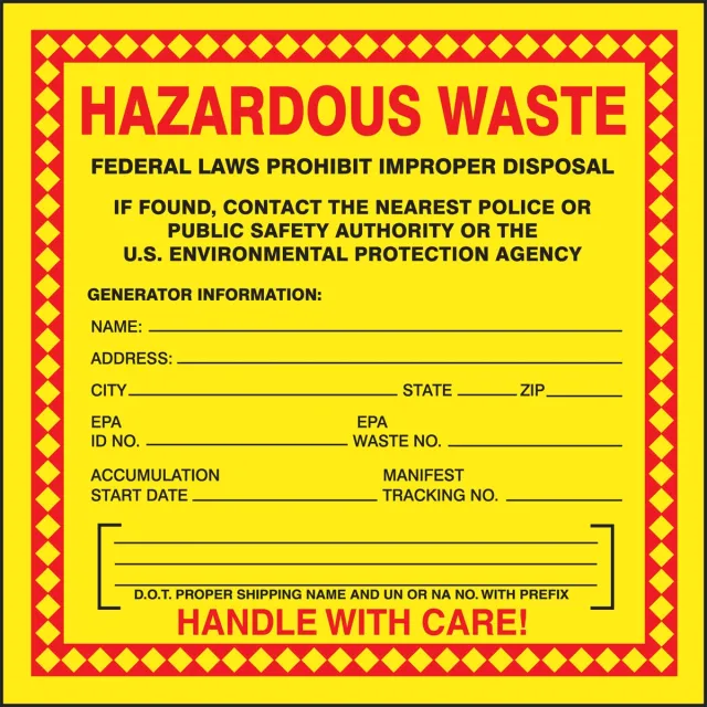 Haz Waste Label,Hazardous Waste,6x6 in,Poly,250/RL, PK250