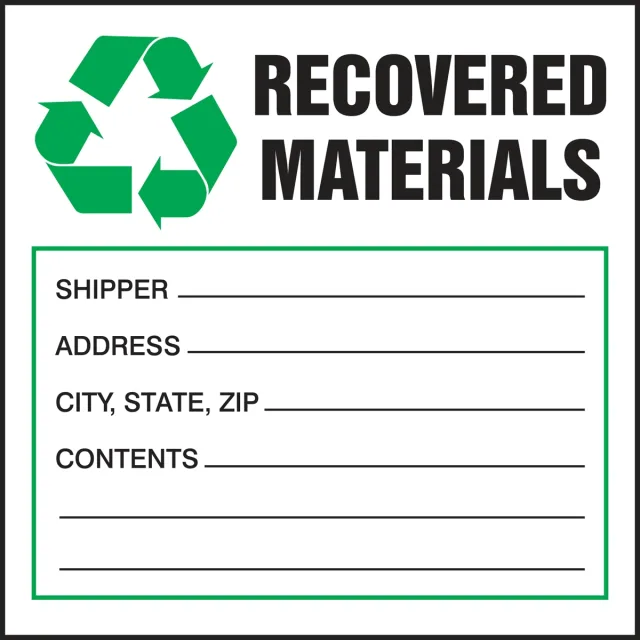 Accuform MHZW41EVC Safety Label: Recovered Materials