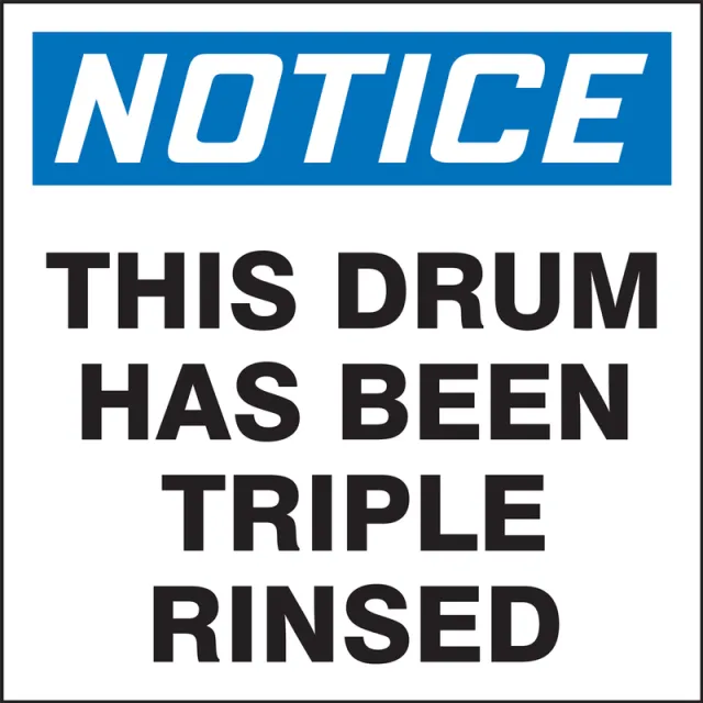 Accuform MHZW810PSL OSHA Notice Drum & Container Labels: This Drum Has Been Triple Rinsed