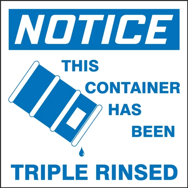Accuform MHZW812EVP OSHA Notice Drum & Container Labels: This Container Has Been Triple Rinsed