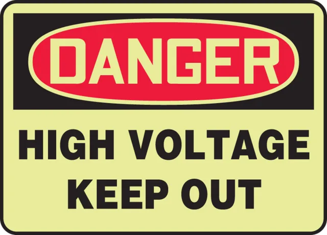 Accuform MLEL107GP Glow-In-The-Dark OHSA Danger Safety Sign: High Voltage - Keep Out