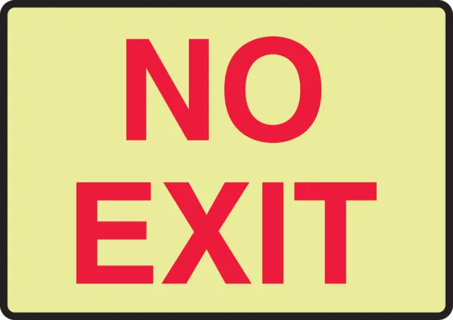 Exit Sign, Plastic, 10" W, 7" H, No Exit, Yellow