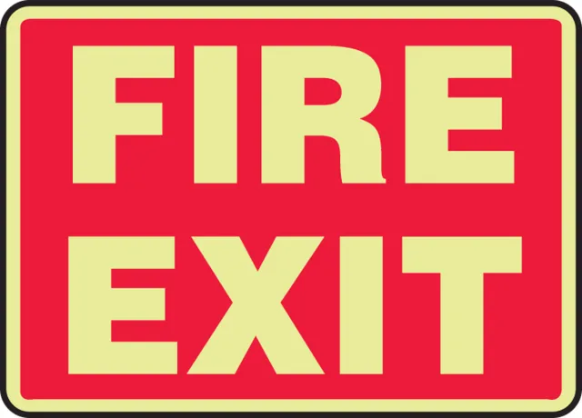 Accuform MLEX547GP Glow-In-The-Dark Safety Sign: Fire Exit (Red Background)
