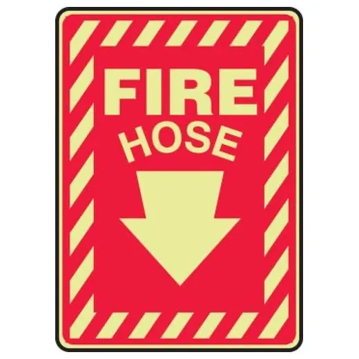 Accuform MLFX529GP 7"" x 5"" Glow-In-The-Dark Safety Sign: Fire Hose Lumi-Glow Plastic