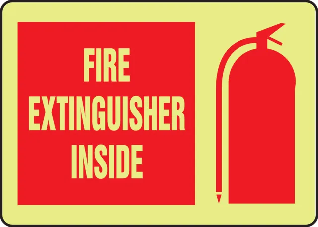 Accuform MLFX539GP Glow-In-The-Dark Safety Sign: Fire Extinguisher Inside