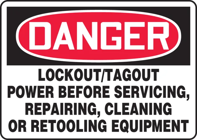 Accuform MLKT279XL OSHA Danger Safety Sign: Lockout/Tagout Power Before Servicing, Repairing, Cleaning, Or Retooling Equipment