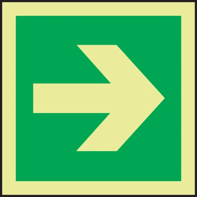 Accuform MLMR142GE IMO Evacuation & First Aid Sign: Directional Arrow Straight