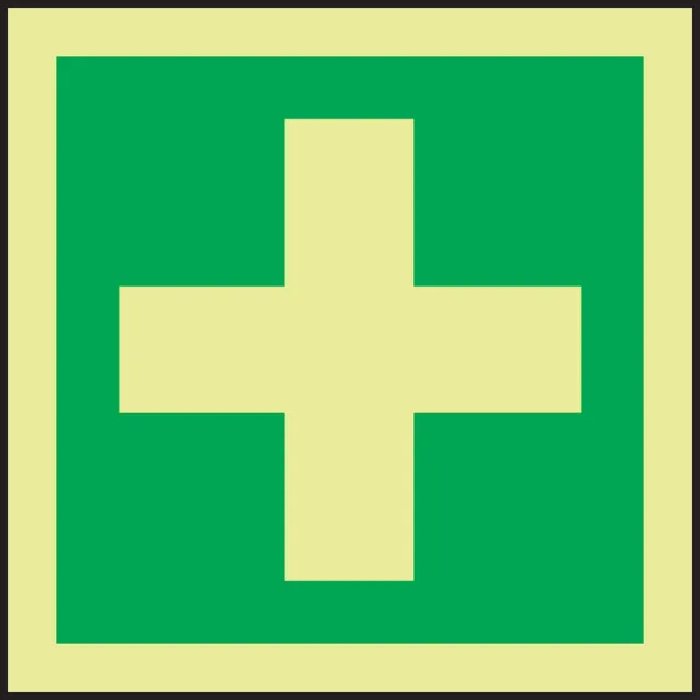 IMO Safety Sign, First Aid, 6" W x 6" H, Square, Plastic, MLMR146GX